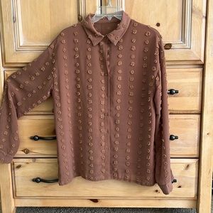 Pompon Button Down Blouse.